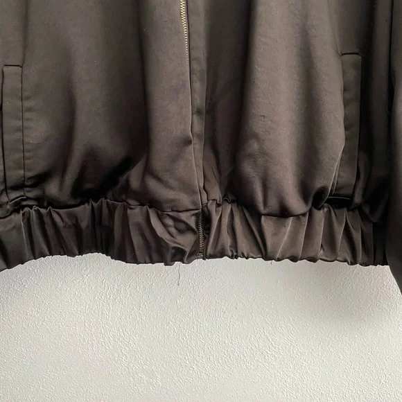 Black Satin-look Bomber Jacket - Picture 6 of 10